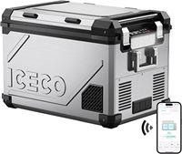 ICECO APL55 Dual Zone Portable Refrigerator Bluetooth Controlled, 55 Liter 12v refrigerator with SECOP Compressor, DC 12/24V, AC