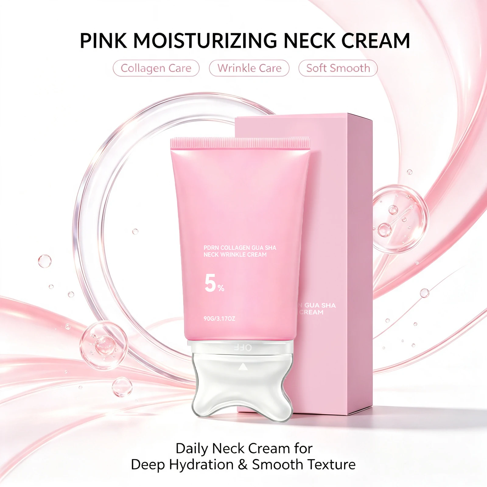 PDRN Collagen Refining Gua Sha Cream Neck Cream for Lifting Firming Jawline to Décolleté Daily Moisturizer Wrinkle Fine Line Care Neck Massager Korean Skincare