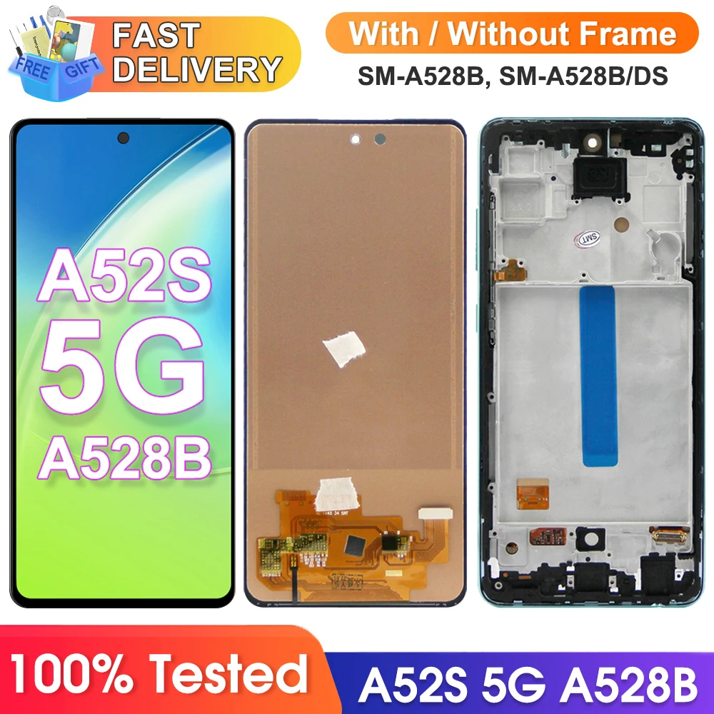 TFT A52S 5G Display Screen Assembly for Samsung Galaxy A52s 5G A528B A528B/DS A528N Lcd Display Digital Touch Screen Replacement