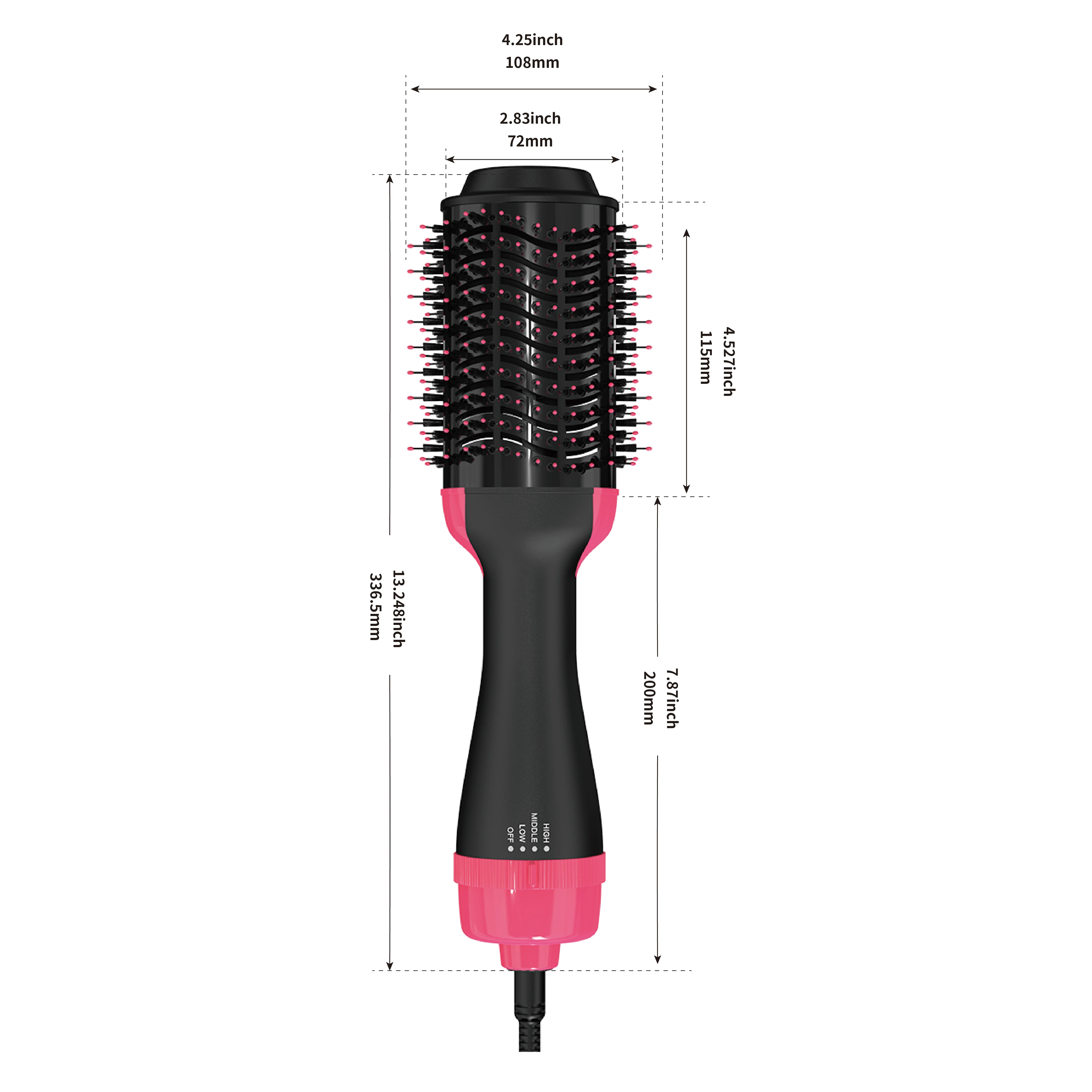 LISAPRO Hot Air Comb&Integrated Hair Dryer Comb&Fluffier 1000 Watt Hair Dryer Soft Touch Pink Styling Artifact Gift, Wave Curlin