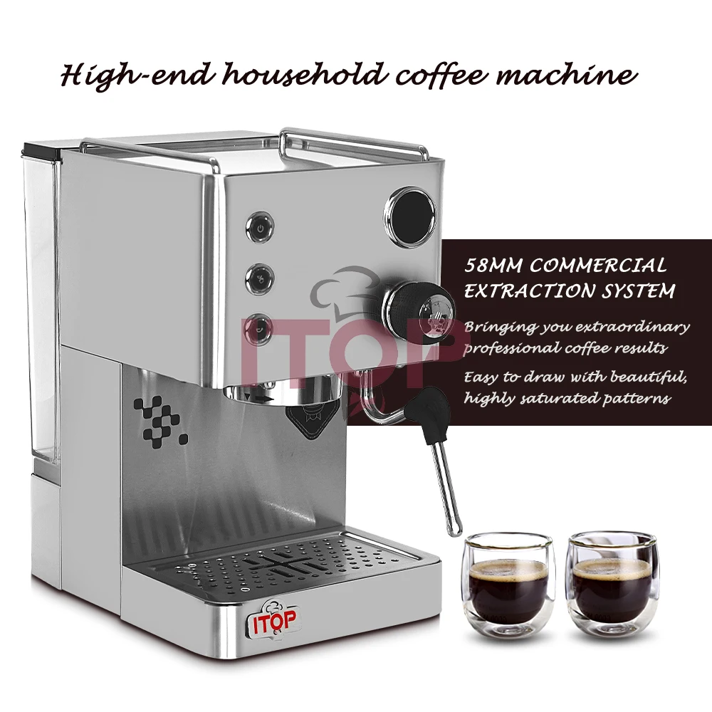 ITOP CRM3007G Espresso Coffee Machine Maker Pre-infusion Automatic Coffee with OPV Valve PID Technical Control Cappuccino Latte