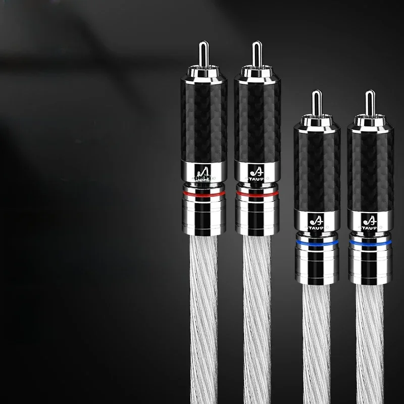 Kabel audio HiFi RCA 12-żyłowy posrebrzany przewód OCC z blokadą Kabel z wtyczką RCA z włókna węglowego Kabel HiFi 2RCA do 2RCA — zdjęcie produktu 6
