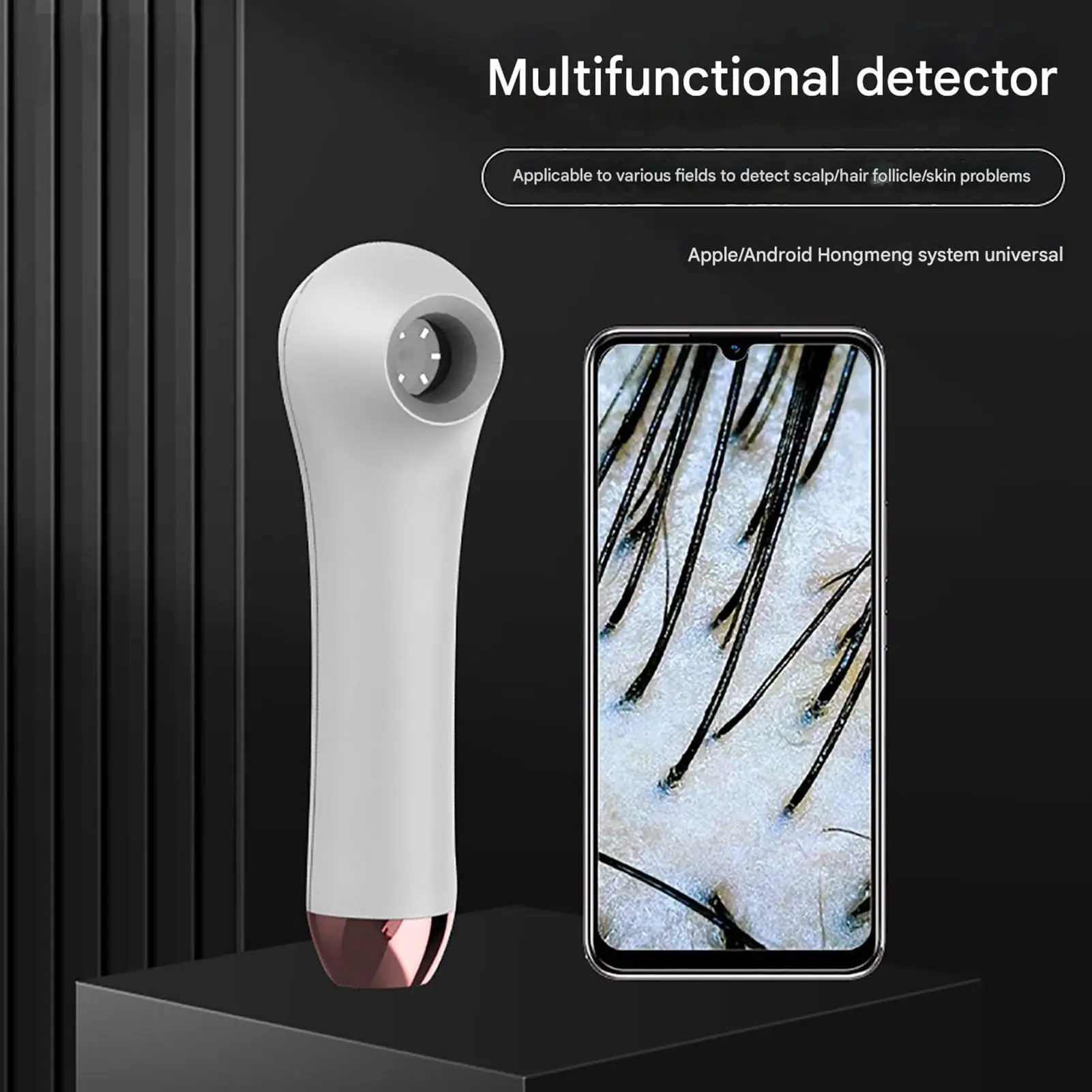 Smart Scalp Analyzer Hair Follicle Detector Digital Microscope Camera with HD 1MP Lens 4X Magnification Skin Analyzer for Hair Root Scalp Health Inspection Acne Pore Oil Skin Testing Compatible with iOS Android Phone App Connection Portable Beauty Care De