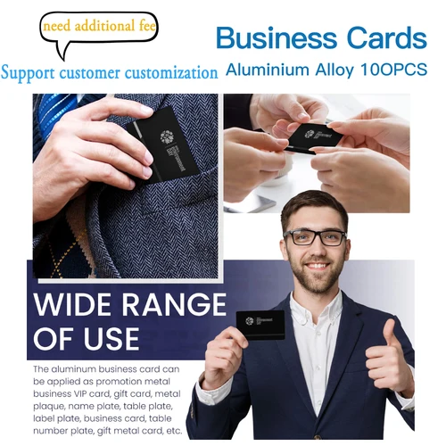 Imagen 2 del producto 50 unids/set 0,4mm de espesor tarjetas de visita de Metal Diy grabado tarjeta DIY suministros de oficina espacios láser en blanco de aluminio para grabado