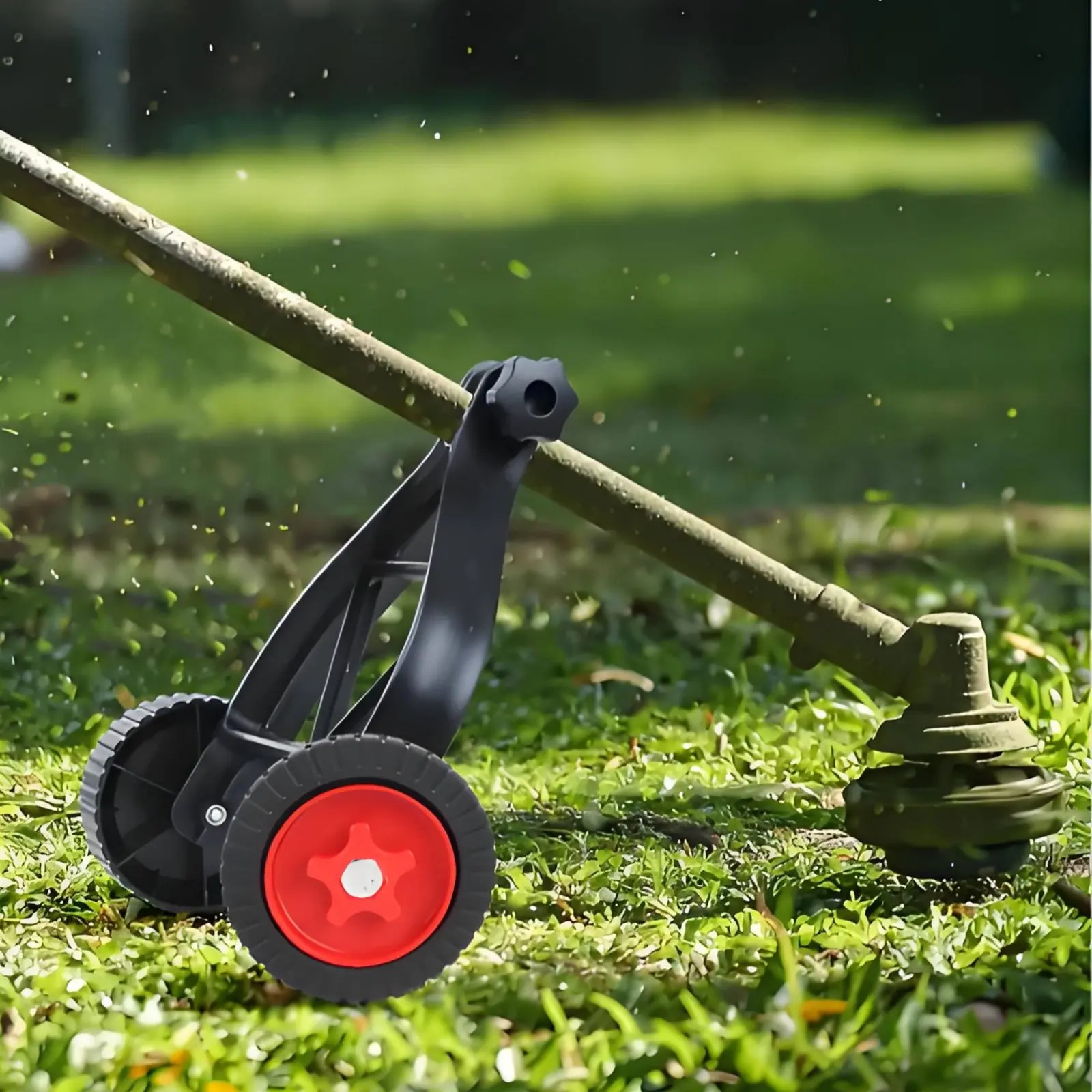 Grass Cutter Rolling Support Labor Saving String Trimmer Support Wheels Adjustable Height Vegetation Eater Guide Wheels