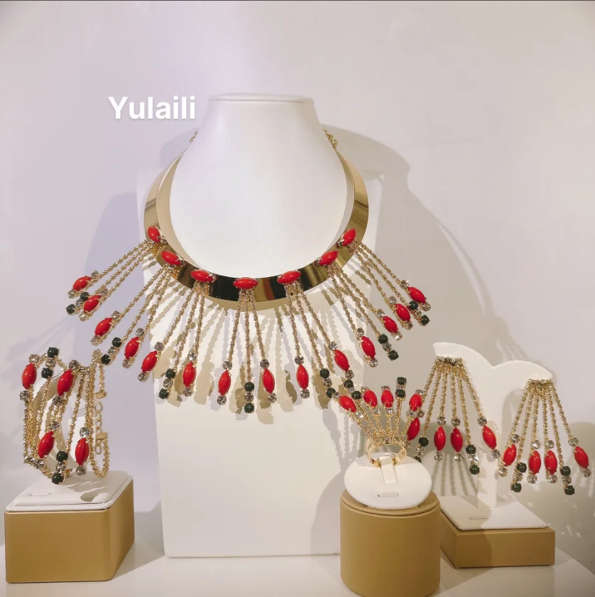 Yulilai Set di gioielli in resina colorata per donna accessori in porcellana di spedizione gratuita gioielli placcati in oro