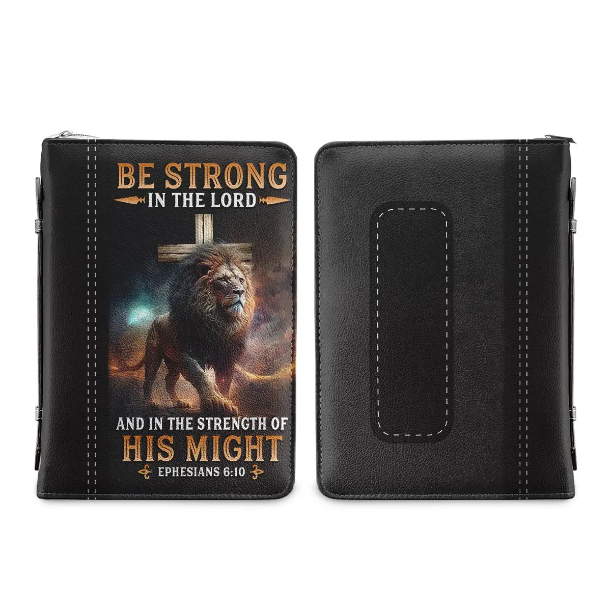 Custom Name Bible Bag for Women Be Strong In The Lord And In The Strength Bible Praise Print Ladies Bible Cover Case Handbags