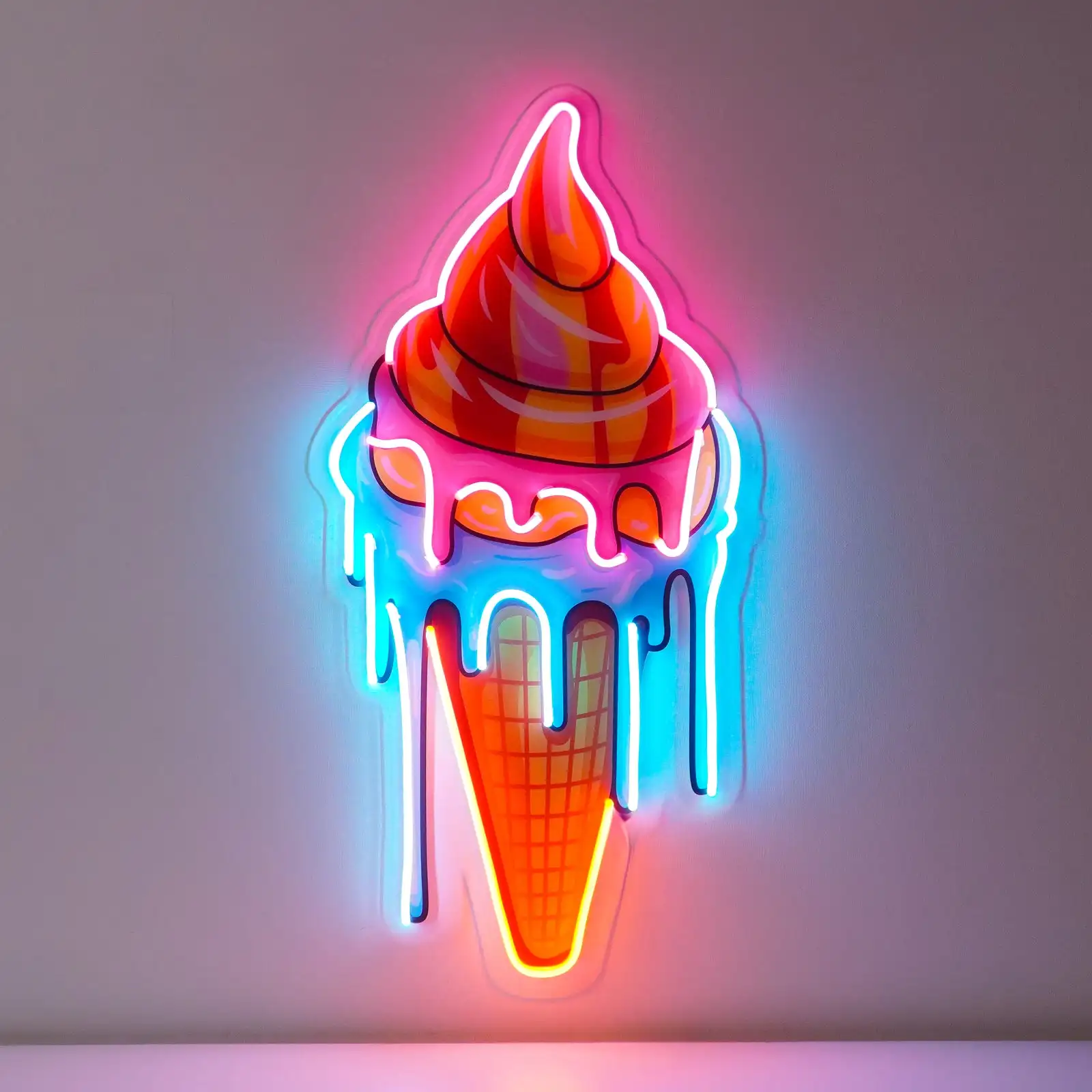 Sweet Ice Cream Neon Sign Wall Art Decor Home Artwork Decor UV Printed Business Shop Sign Sweet Dount Sign Birthday Gift for Kid