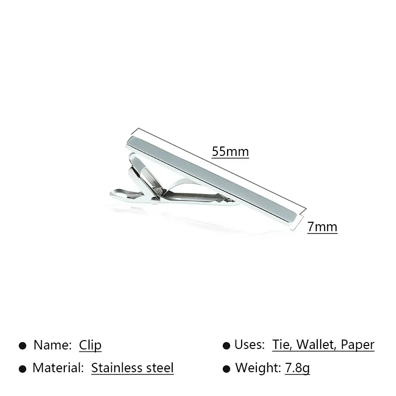 Classic Tie Clip for Men Stainless Steel Silver High Quality Memorial Day