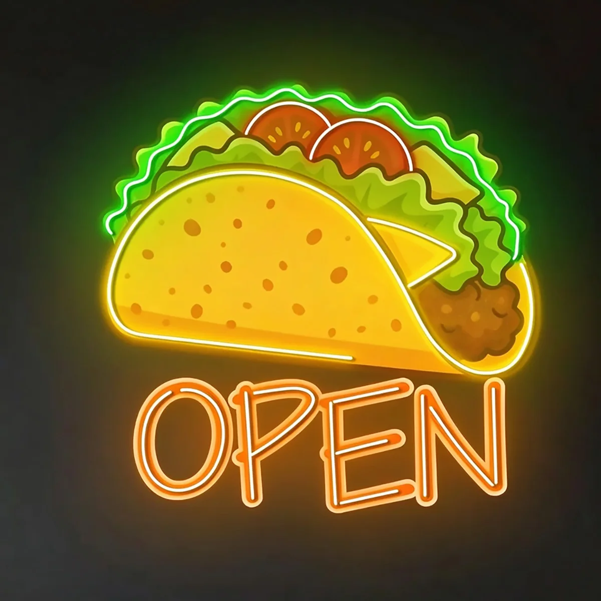 `Taco OPEN LED Neon Light USB Powered Dimmable Wall Sign for Mexican Fast Food Restaurant Shop Decor`