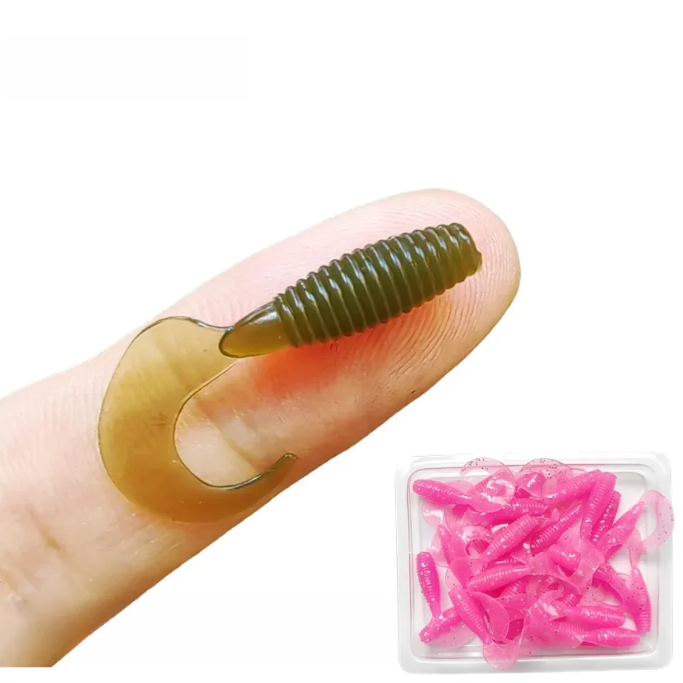MUKUN-NEW 2024 Small Grub Lure 30szt 28mm 35mm 50mm Silikonowy pojedynczy ogon Pesca Sztuczne przynęty wędkarskie Miękka przynęta — zdjęcie 2