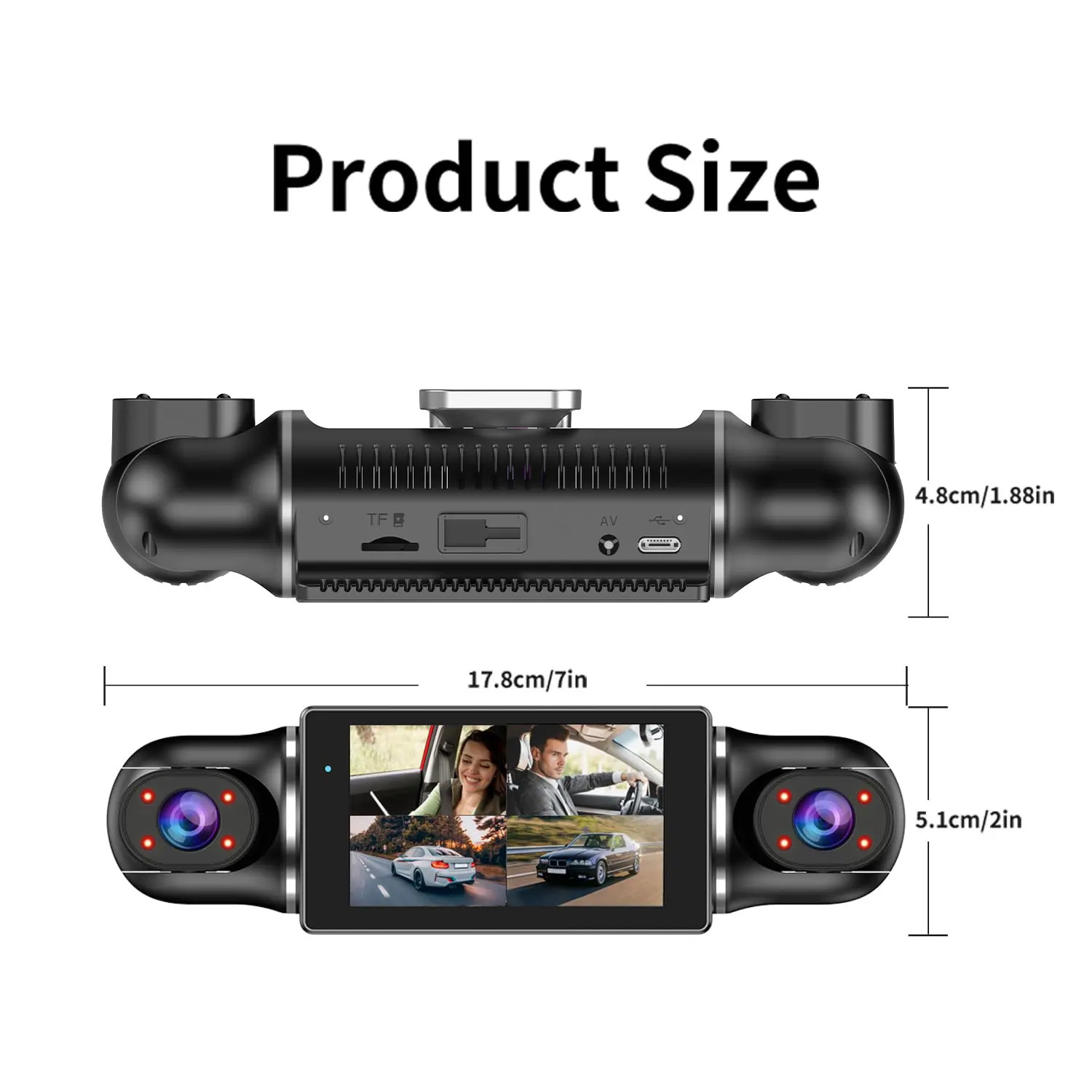 4 Channel Dash Cam 1080P WiFi 360° Coverage Car DVR Front Rear Side Inside Camera Night Vision Parking Monitor G-Sensor