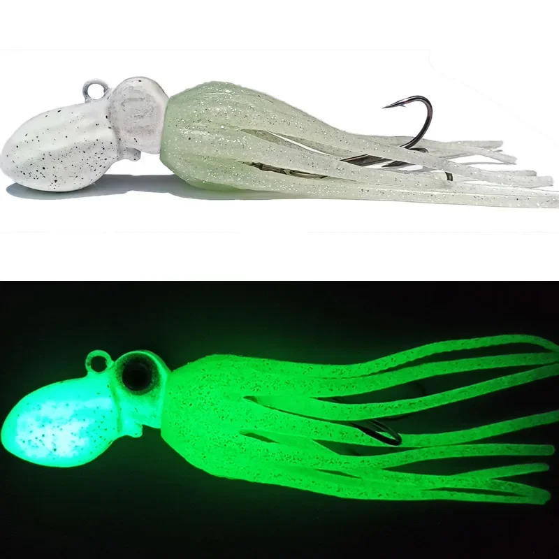 1szt 100g150g200g250g300g350g400g Glow Trolling Lure Copper Head Octopus Squid Skirt Bait With Hook Big Game Drag Fishing Lure — zdjęcie 2