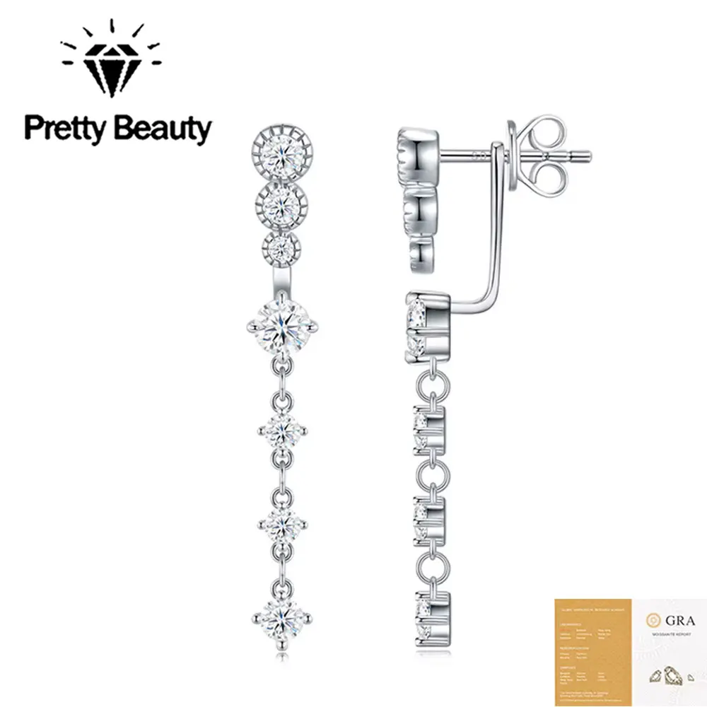 Pretty Beauty Moissanite Earrings for Women 925 Sterling Silver Dangle Drop Earrings Long Chain Dangling Earrings Dainty Jewelry