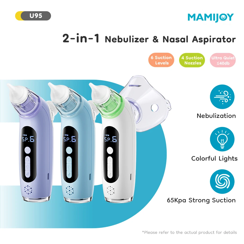 MAMIJOY 2-in-1 Baby Electric Nasal Aspirator＆Nebulizer Function 6 Suction Modes＆ Child's Music Baby Nebulizer＆Nose Cleaner U95