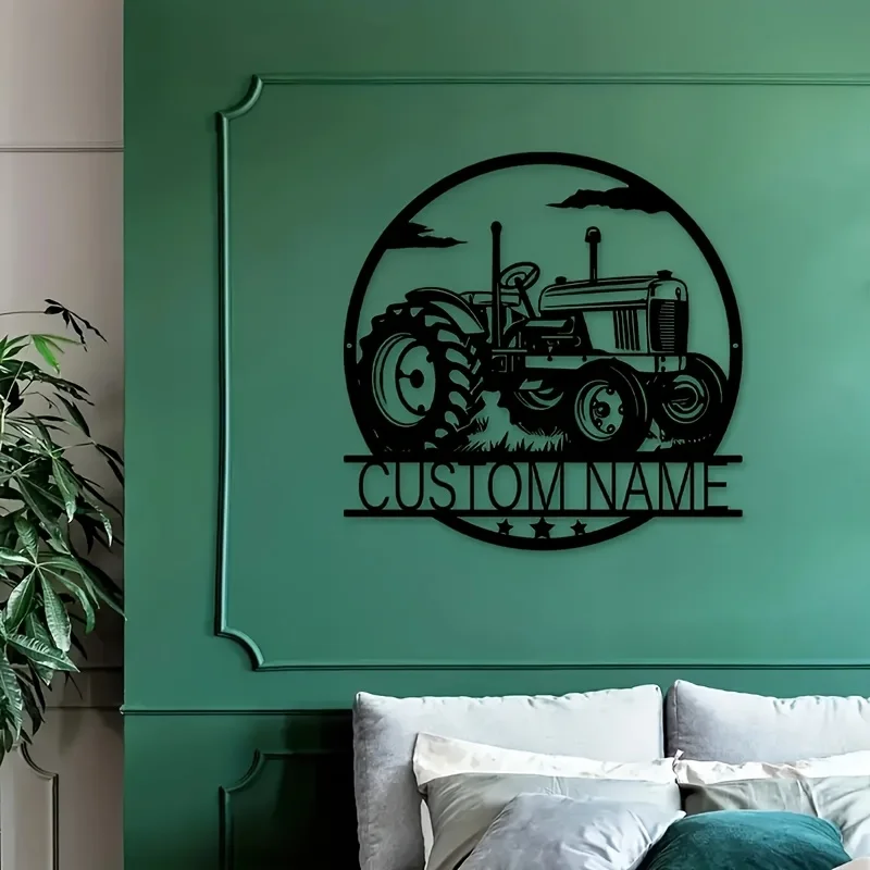 Custom Name Tractor Wall Art Signs, Farmhouse Wall Decor, Metal Tractor Art, Ideal Presents for Porch/Patio Wall Art Decorations image 4