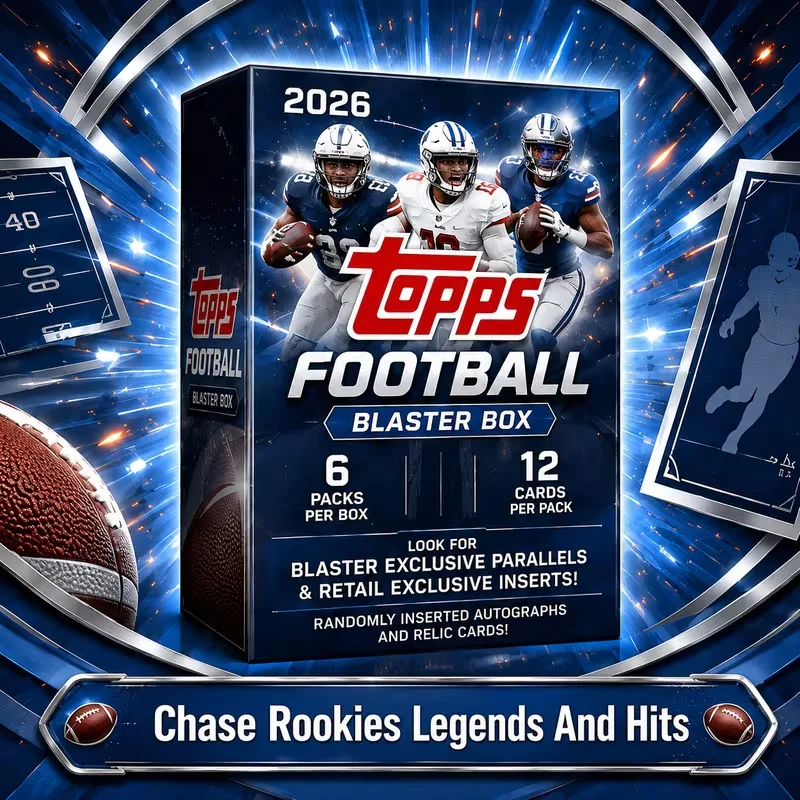 2026 Topps NFL Football Blaster Box 6 Packs Flagship Rookie Cards Autograph And Relic Chase Football Trading Cards Sports Collectibles Sealed Retail Box Collector Gift