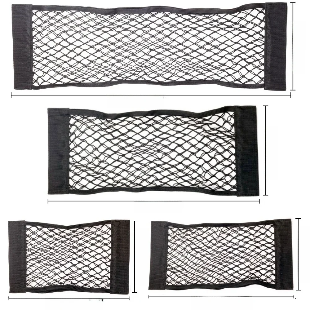 Carro Voltar Traseiro Mesh Trunk Seat, Elastic String Net, Magic Sticker, Saco De Armazenamento