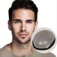 Peluquín de piel ultrafino de nudos individuales para hombres, prótesis de cabello masculino, peluquín Premier, peluca para hombres, sistema de reemplazo de cabello 100% humano