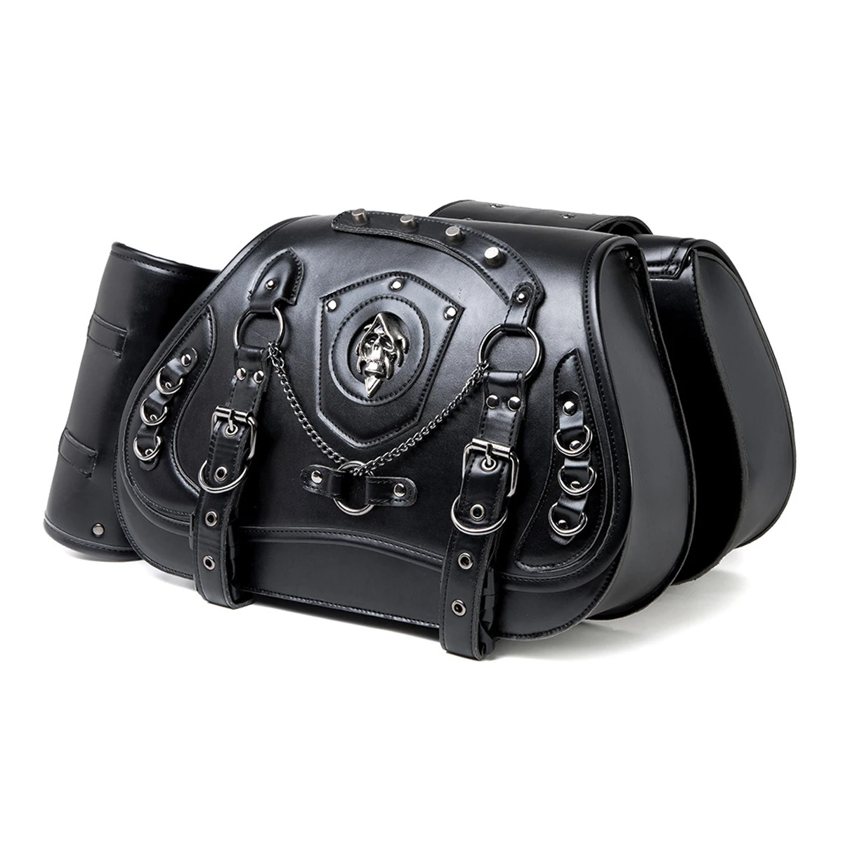 2PCS High Quality PU Motorcycle Accessories Modified Side Luggage Large Capacity Punk Knight Motorcycle Flip Hanging Bag