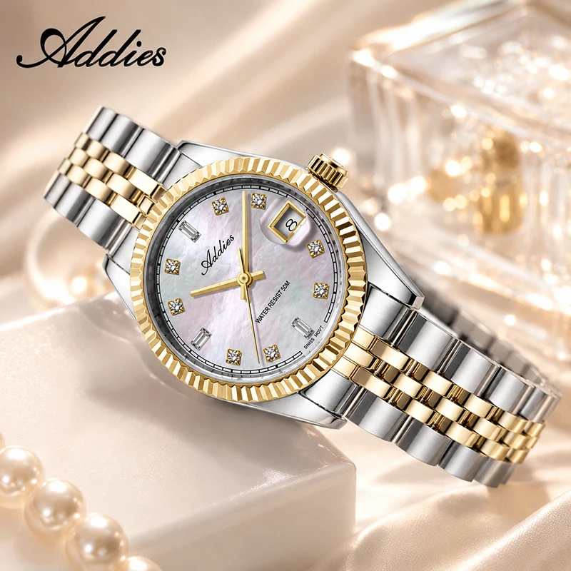 

ADDIES 28mm Watch for Woman Sapphire Crystal Swiss 585 Quartz Stainless Steel 5Bar Waterproof Sport Fashion Luxury Woman Watch