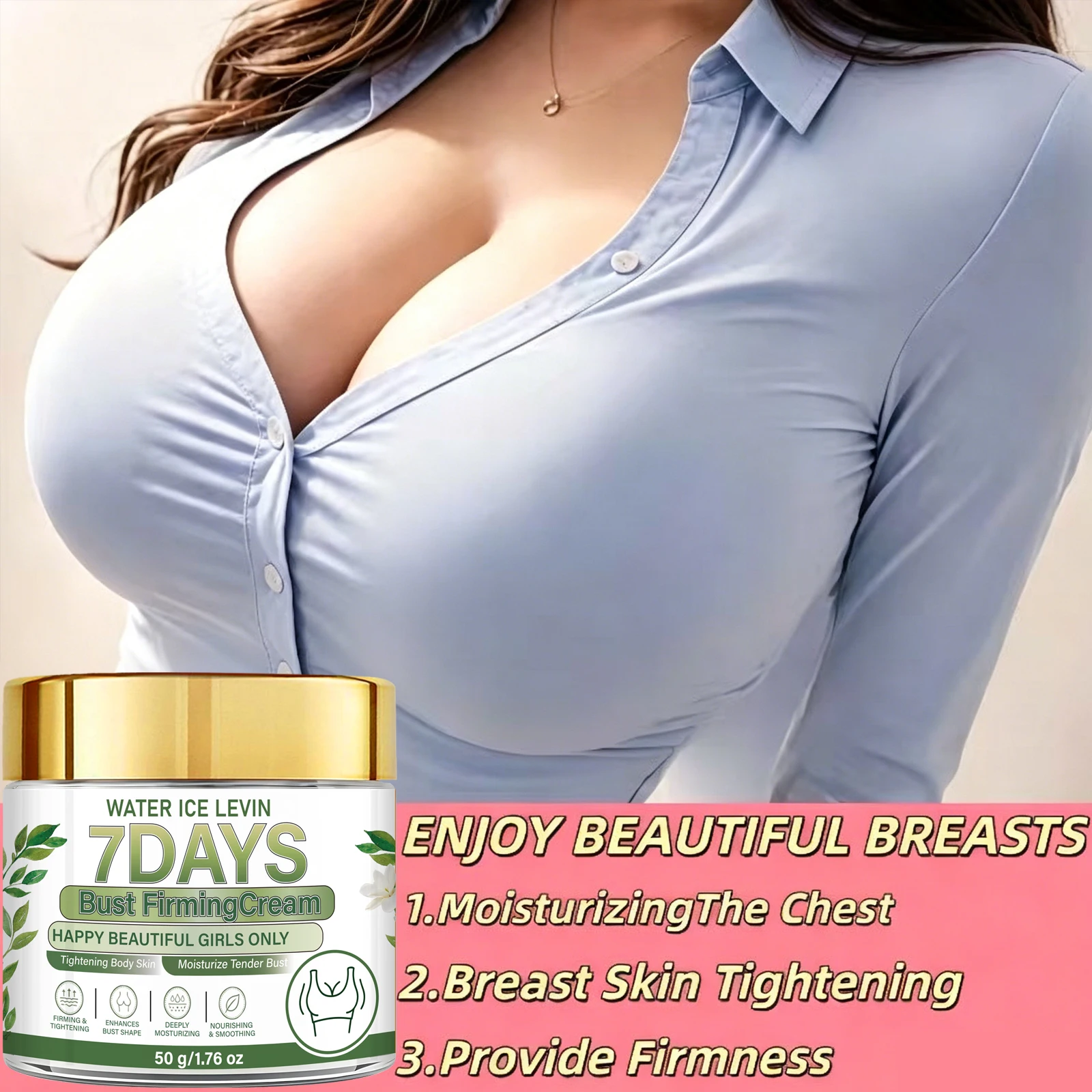 WATER ICE LEVIN 50g Chest Skin Firming Moisturizing Cream Collagen Rose Oil Nourishing Smoothing Body Care Cream For Women