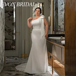 EVON BRIDAL Mermaid Plus Size Wedding Dress For Woman One Shoulder Sleeveless Satin With Bows Beading Simple Vestidos De Novia