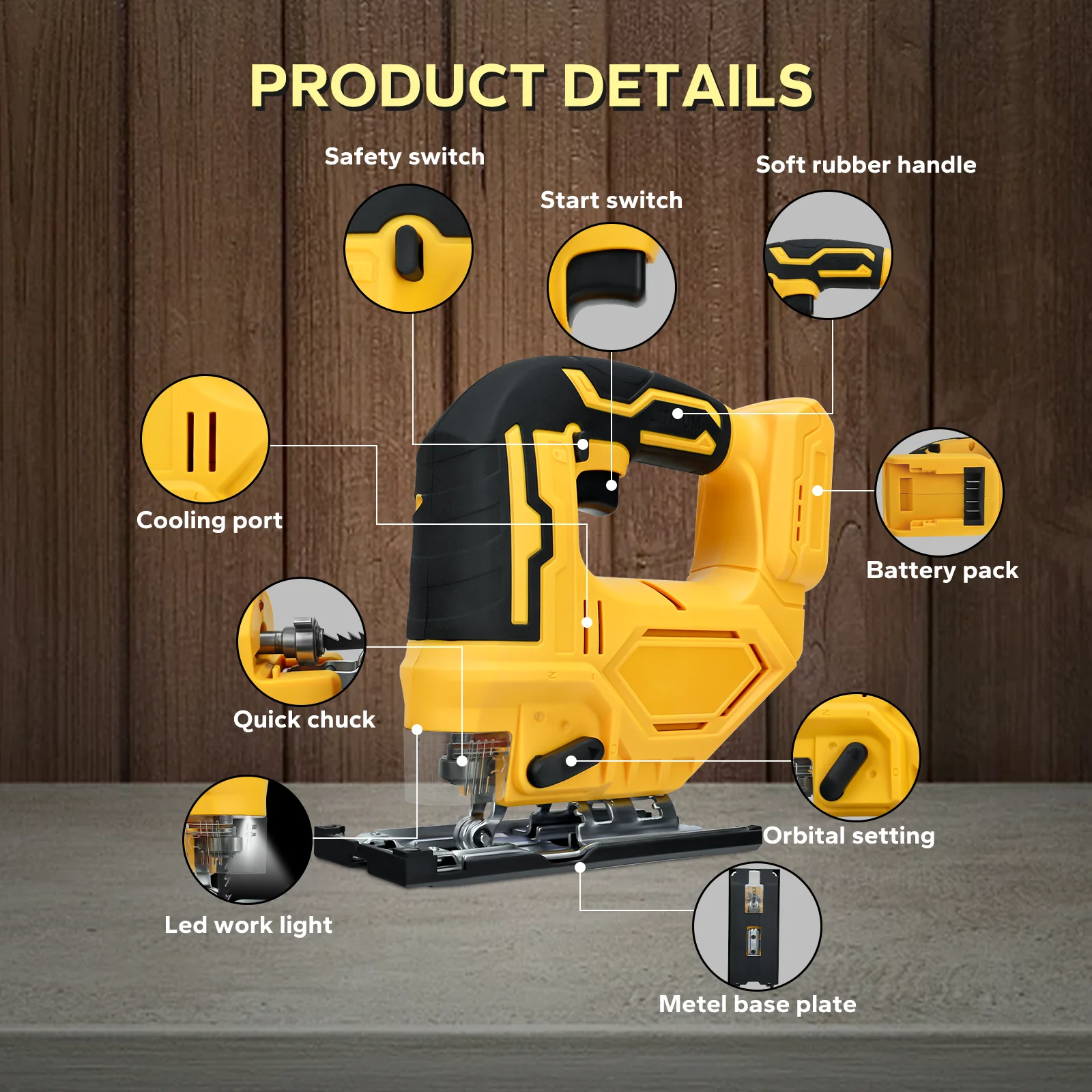 Jig Saw for Dewalt 20V Battery 2700RPM Cordless Jigsaw Variable Speed 0-45º Cutting with 3 Position Orbital Setting (No Battery)