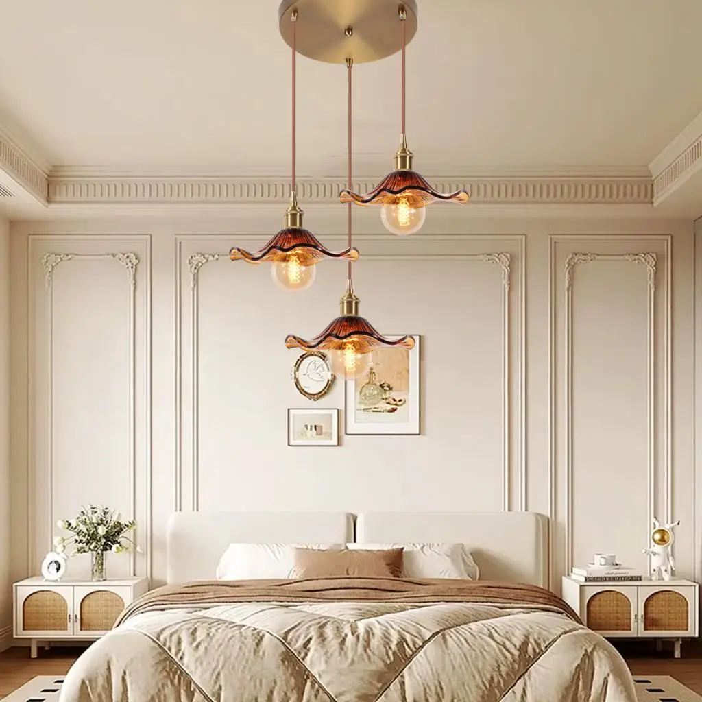 

Nordic Style Simple LED Pendant Light Fixtures Bedroom Living Room Bar Colorful Glass Copper Hanging Lamp Lights E27