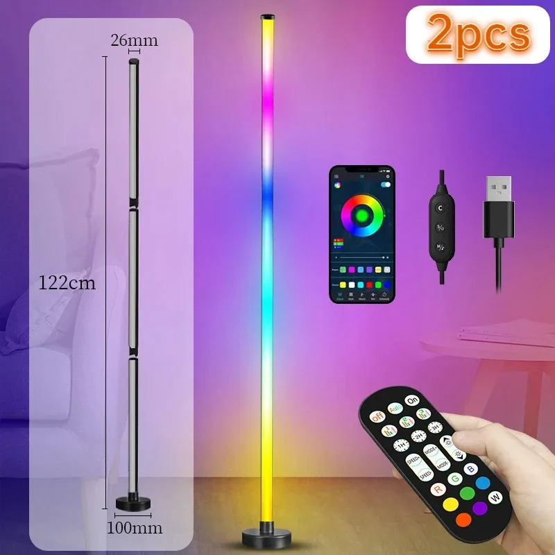 

Smart RGB Dream Color Floor Lamp with Music Sync Modern Color Changing Standing Mood Light with APP & Remote Control