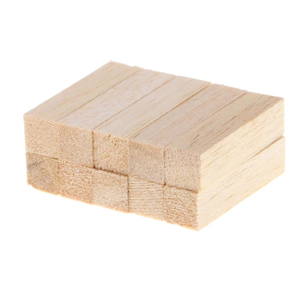10 sztuk drewna balsa Drewniane klocki Drewniane kostki Naturalne drewniane drewniane patyczki Kwadratowy drewniany patyczek Balsa Drewniany pręt kołkowy — zdjęcie 2