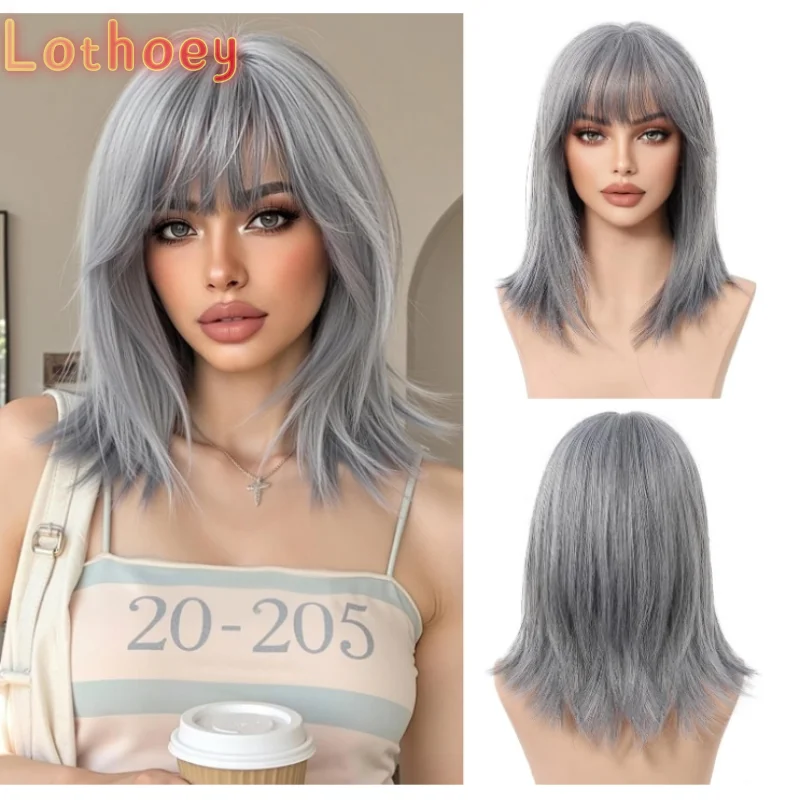 شعر مستعار بوب أشقر مع غرة، شعر مستعار قصير مستقيم للنساء، باروكات شعر دانتيل أمامي، شعر مستعار كوسبلاي للاستخدام اليومي للحفلات