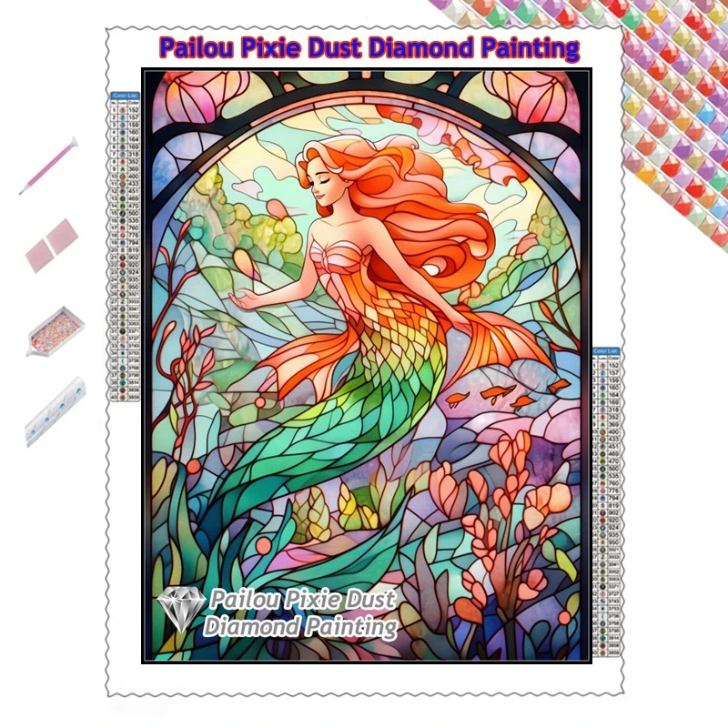 Ariel Disney Princess Sirenetta AB Diamond Painting Fantasy Vetrate Flounder Beauty Punto croce Regalo per bambini