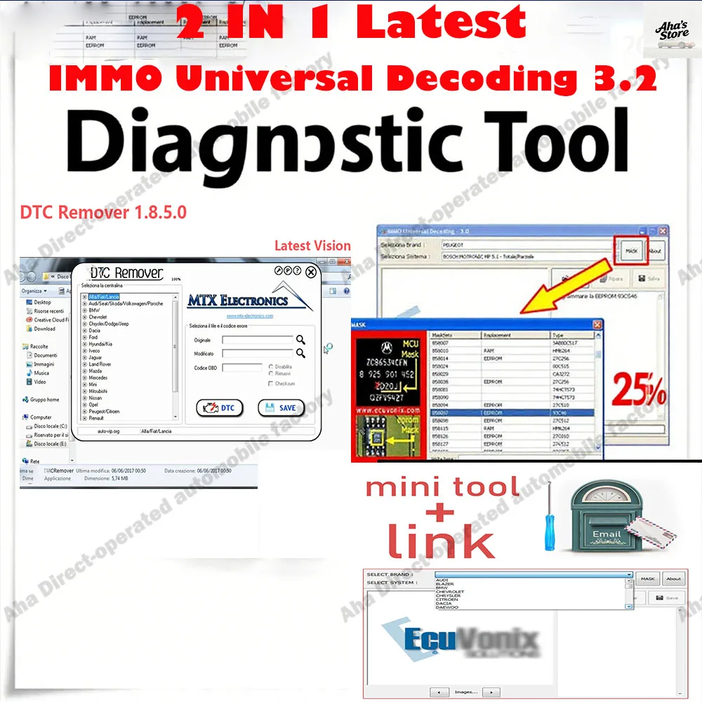 

New IMMO Universal Decoding 3.2 obd2 scanner IMMO Off with Keygen Unlimited Crack + MTX DTC Remover 1.8.5.0 Software With Keygen