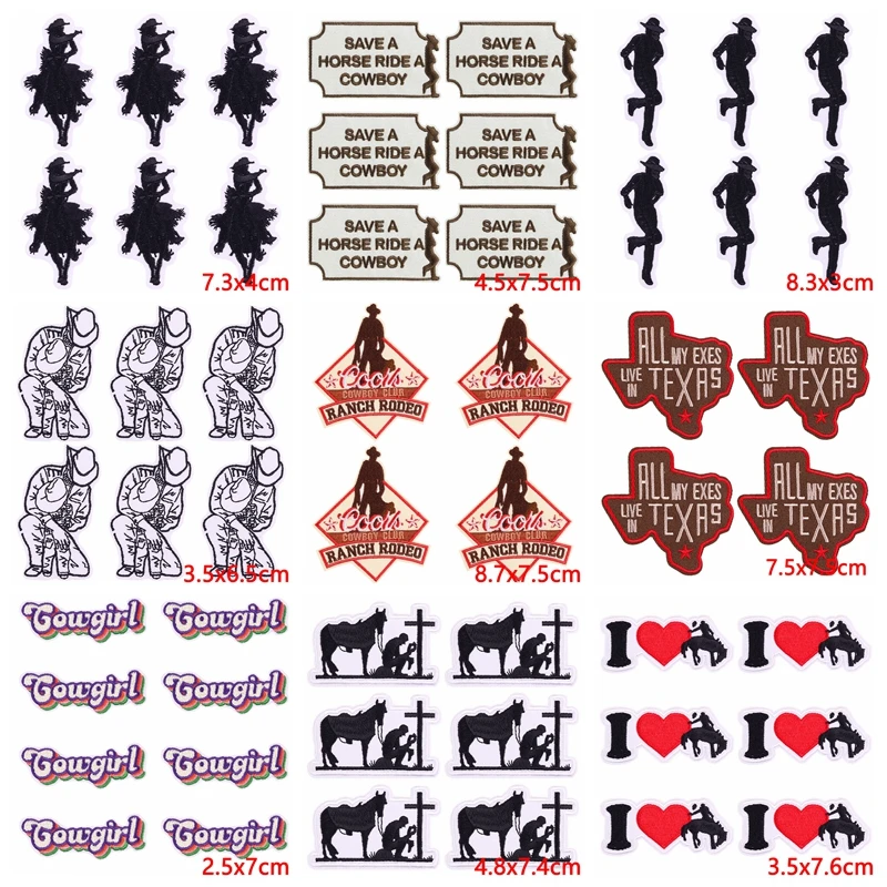 10Pcs/Lot Cowboy Texas Patch Iron On Patches For Clothing Thermoadhesive Patches On Clothes Embroidery Patch For Clothes Badges