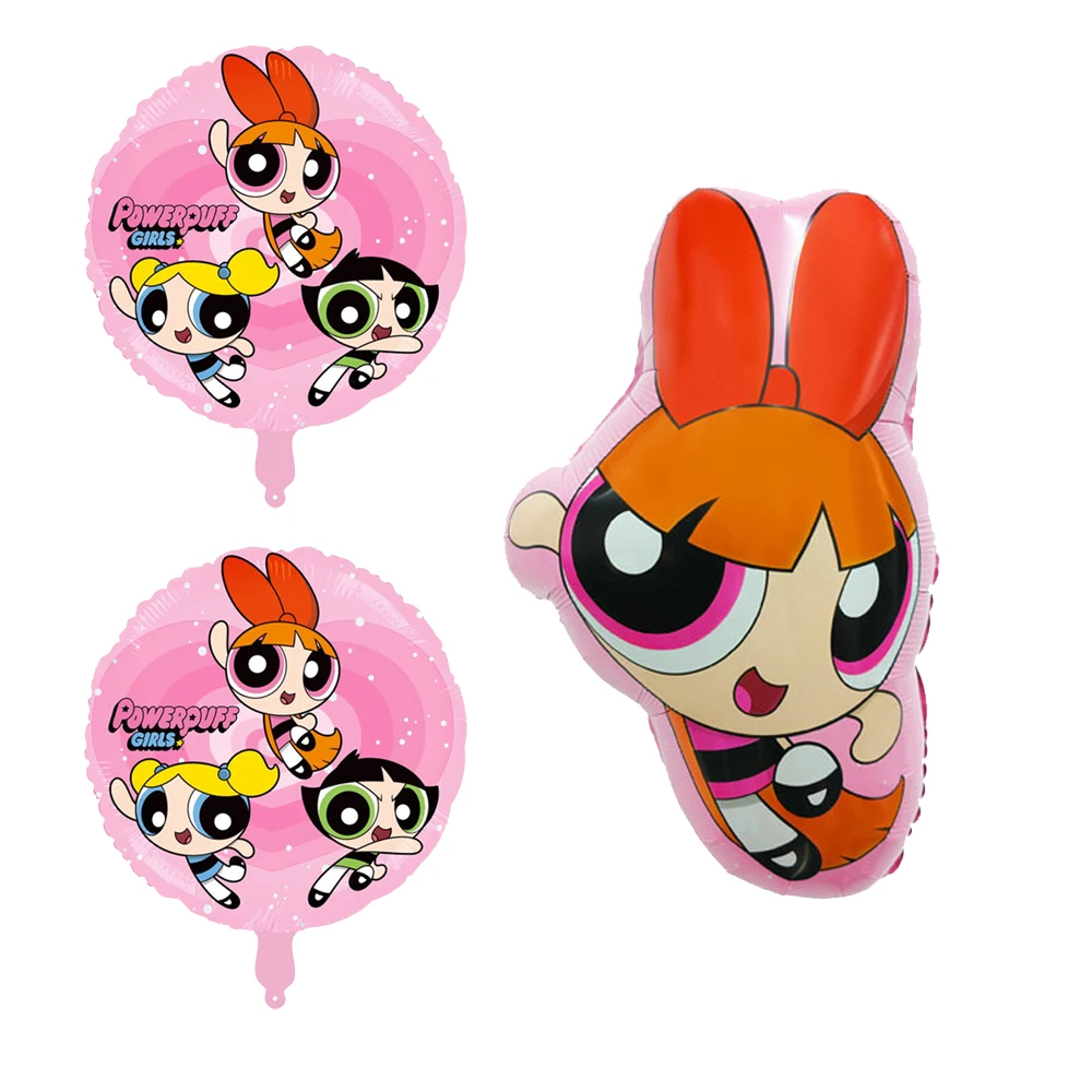 The Powerpuff Girls Birthday Party Decorations Balloons Backdrop Banner Cake Toppers Pink Number Party Supplies Hero Toy Ballon