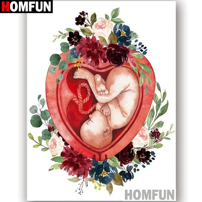 HOMFUN 5d الماس اللوحة كامل مربع/الجولة "زهرة رحم الطفل" صورة من حجر الراين DIY بها بنفسك الماس التطريز ديكور المنزل #1