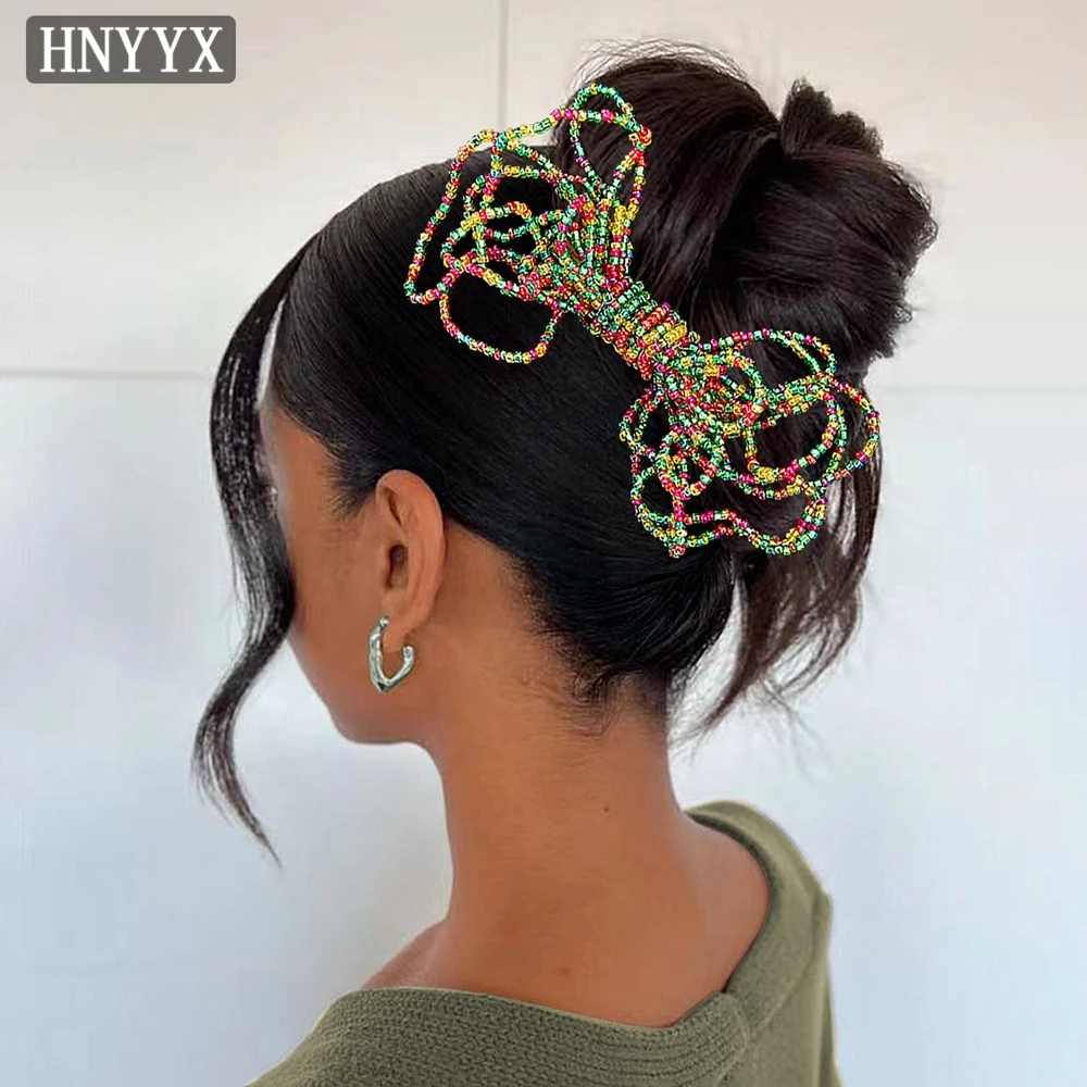 HNYYX Colorful Crystal Fashion Ladies Hairpin Luxury Party Beaded Jeweled Hair Accessories For Brides Wedding Hair Clips A177