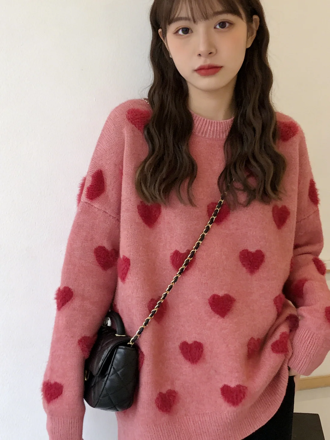 

Осенне-зимний вязаный свитер в форме сердца, свободный и милый, универсальный вязаный пуловер для женщин.