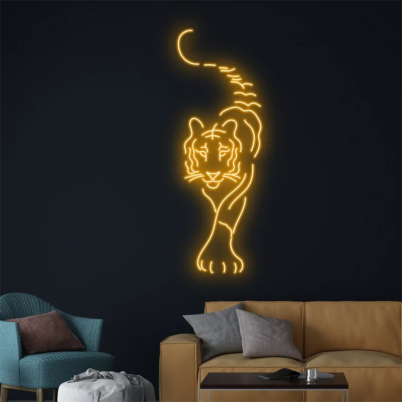 Tiger Neon Light, Tiger Led Sign, Tiger Neon Sign, Tiger Led Light, Custom Animal Room Wall Art Decor, Wild Life Led Sign