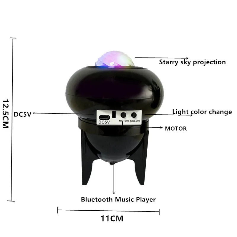 LED Starlight Projector Lamp Galaxy Projector with Bluetooth Speaker and White Noise Kids Home Party Decoration Night Light