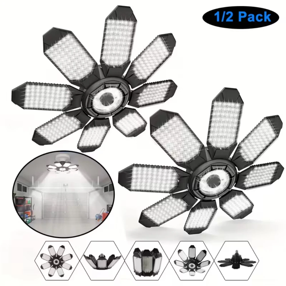 1/2 قطعة لمبة LED قابلة للتشوه مصباح المرآب مع 8 لوحة قابلة للتعديل LED متجر مصباح الليل لمستودع ورشة عمل E26/E27 ضوء السقف