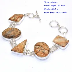 Genuine Blue Topaz Chacedony Opal Citrine Opalite Turquoiser Blood Stone Fire Opal Jasper Bracelet Silvers Copper