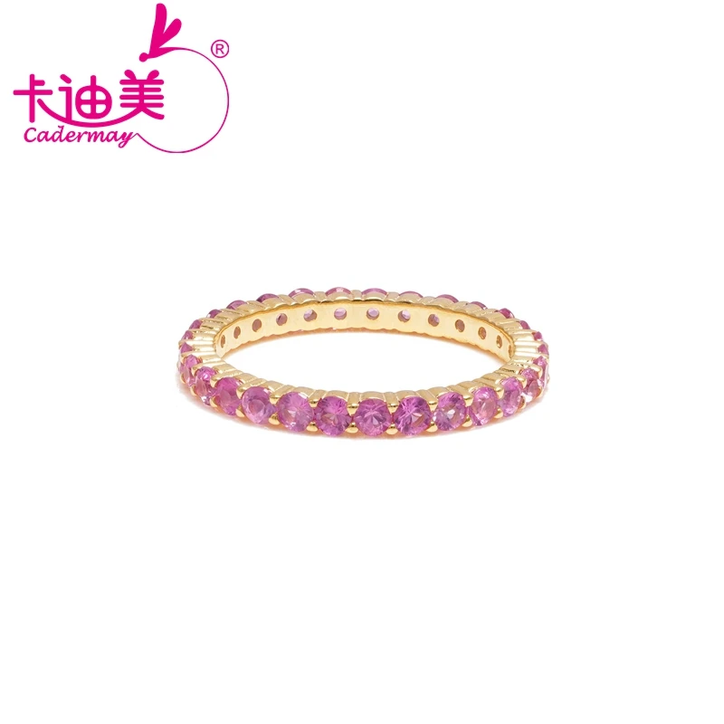 

CADERMAY Smart Jewelry Wholesale 14k Gold Natural Pink Sapphire Round Shape Hot Sale Anniversary Birthday Rings For Women