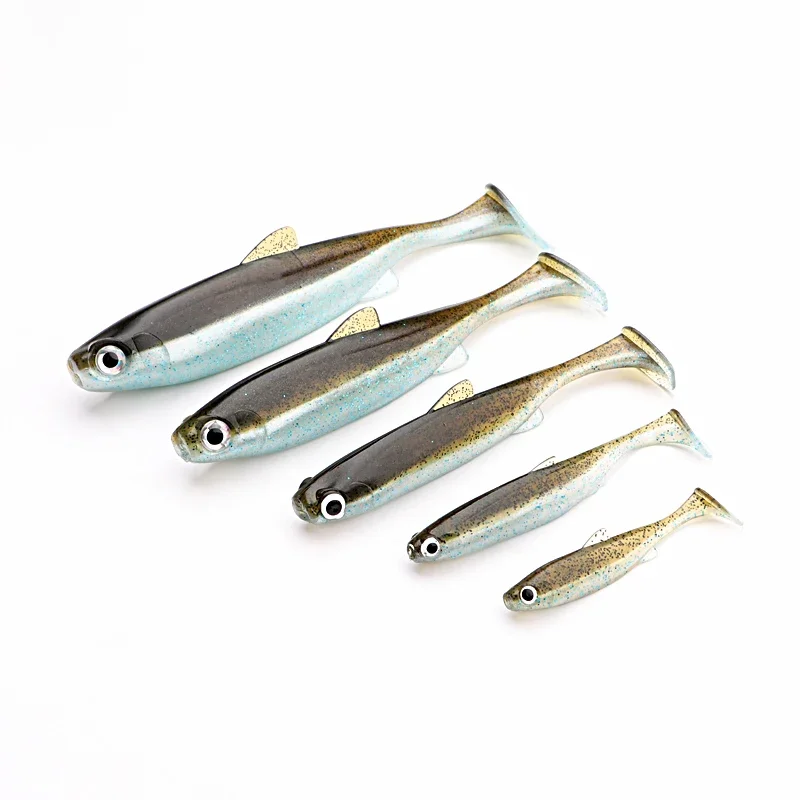 2024 Neuer weicher Köder, 5 Größen, Hoduller Swimbait für Hechtschleifer, Snook-Barsch-Angelköder mit 3D-AUGEN, JIG-Kopf-Rig, weicher Köder