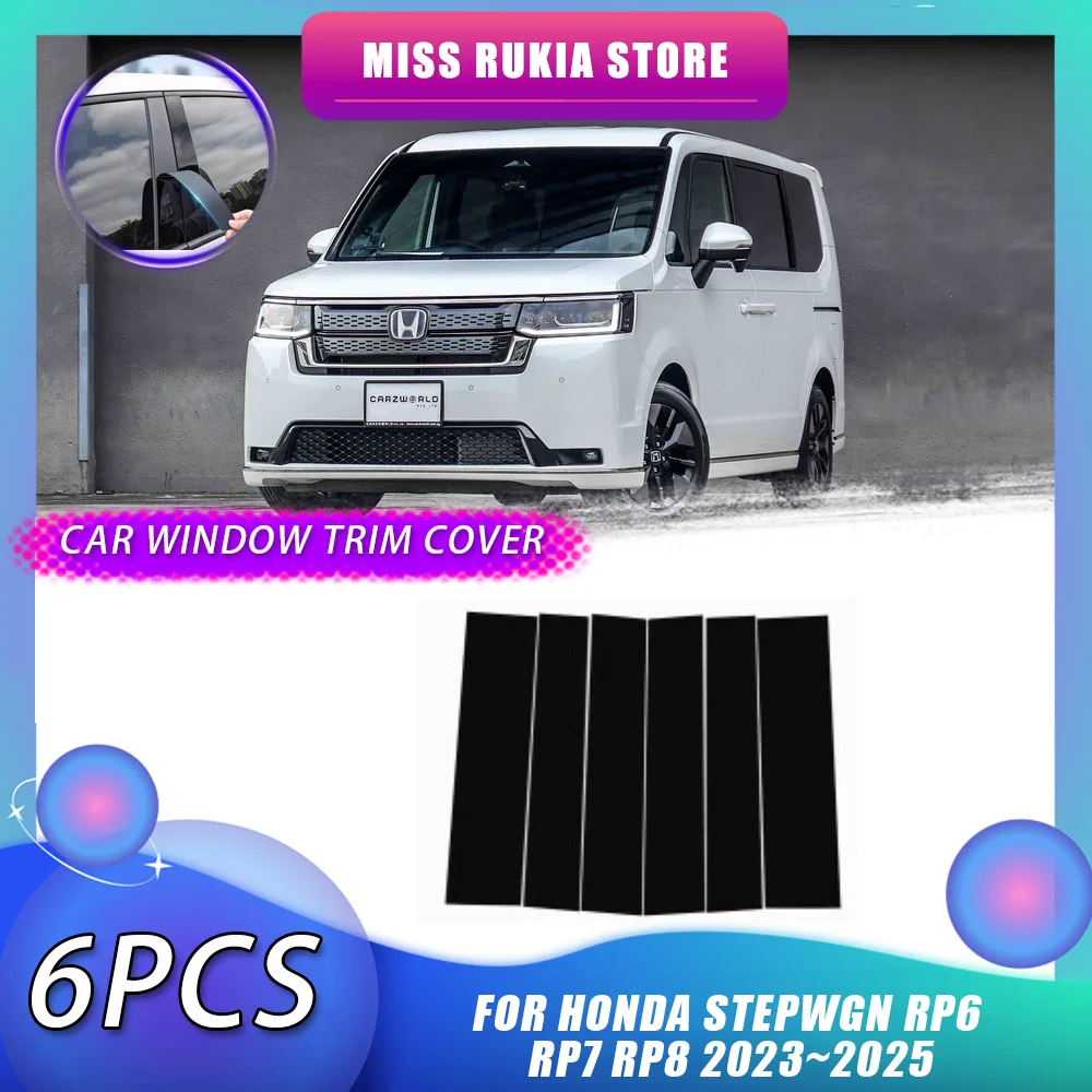 

Car Window Trim Cover for Honda Stepwgn RP6 RP7 RP8 2023~2025 Carbon Fiber Silver Pillar Posts Sticker Door Decal Accessories