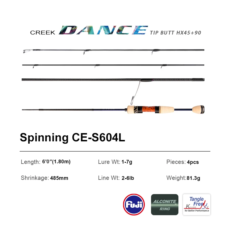 pure-lure PURELURE CREEK DANCE Forellenrute BFS Fishing Casting UL Spinning Light Travel Rod Stream Ejection Rod Fuji Alconite Ring Barsch 8