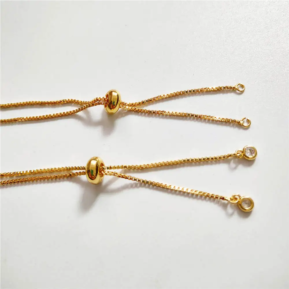 FUWO Wholesale High Quality Brass Chain Bracelet Accessories,Golden Filled  DIY Jewelry Fitting Adjustable Size 10 Pcs/Lot B008