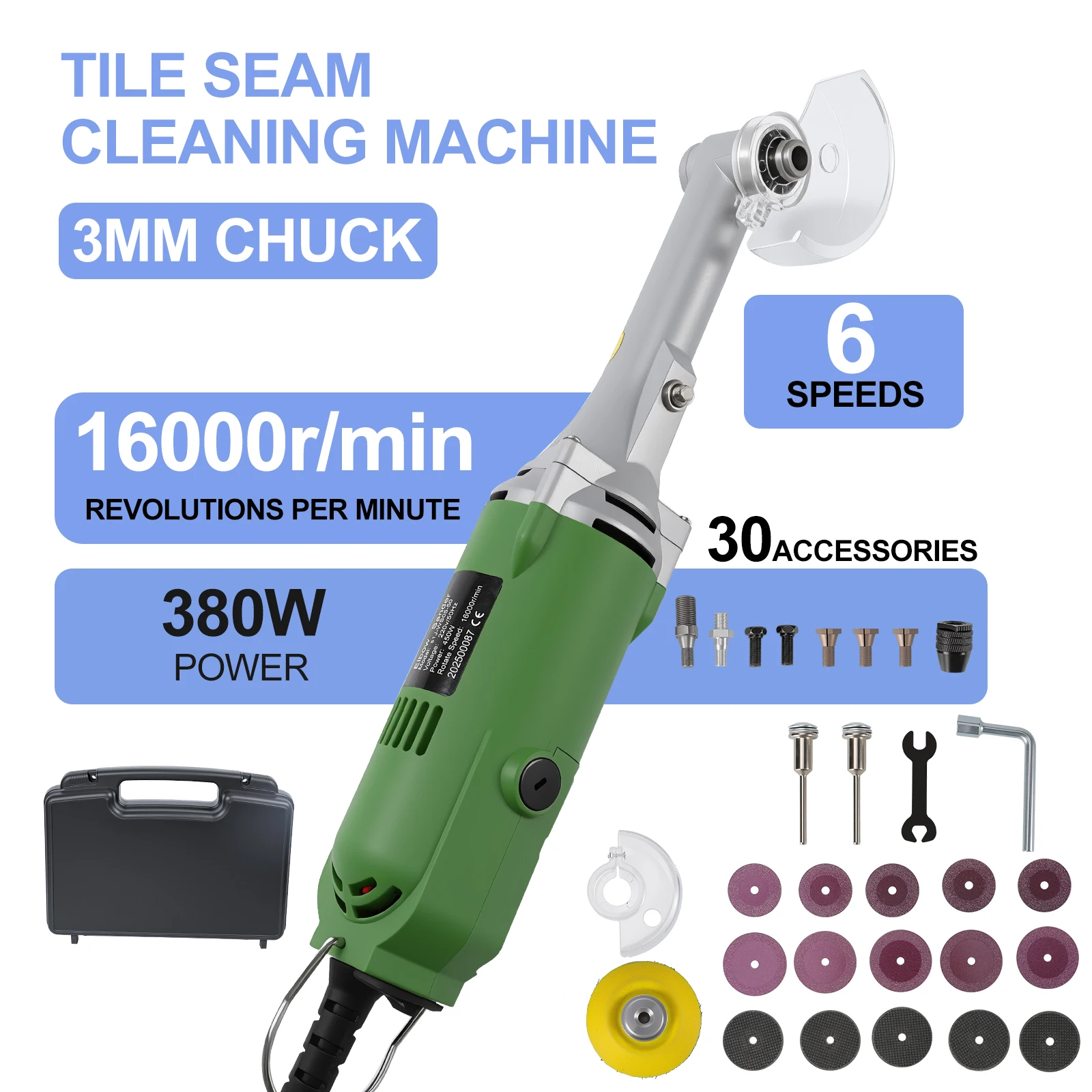 Outil de couture de beauté de carrelage en céramique 450W meuleuse droite électrique 6 vitesses variables Machine de nettoyage meuleuse ponceuse outil de polissage