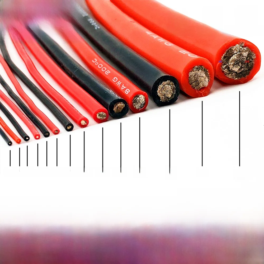 Kabel silikonowy czerwony czarny przewód Akumulator samochodowy Okablowanie samochodowe Przewody elektryczne 10awg 8awg 6awg 4awg 2awg 18 16 14 12 10 8 6 4 awg — zdjęcie 2